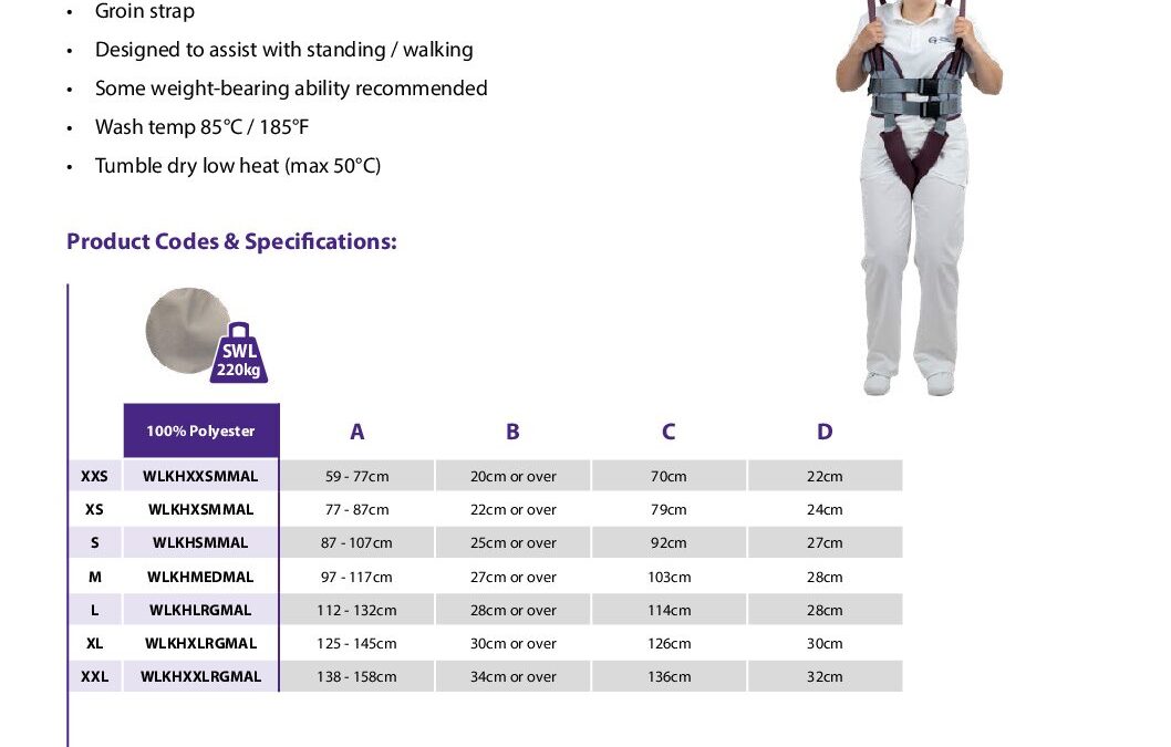 017 Walking Harness Sizing Guide